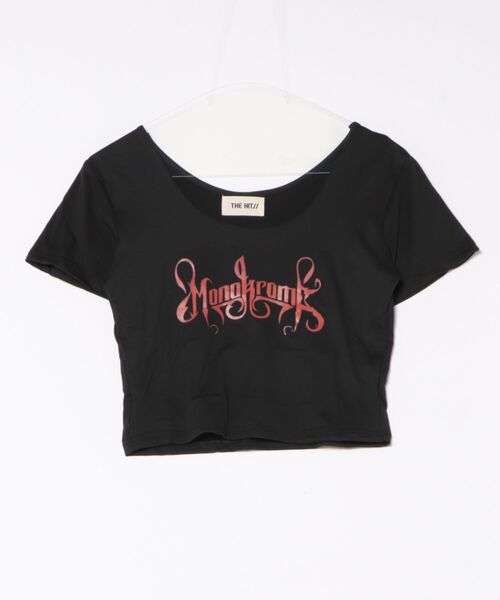 THE HITSS（ヒッツ）の「Y2K ロゴプリント 短丈 スリムフィット スクエアネック チビTシャツ（Tシャツ/カットソー・レディース・ホワイト/ブラック・FREE）」の13枚目の写真