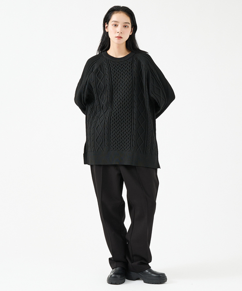 FORTUNA HOMME(フォルトゥナオム)の「【FORTUNA/フォルトゥナ】ECOTEC-Knit/ケーブル柄ニットプルオーバー/ユニセックス【WEB限定】(ニット/セーター・メンズ・チャコールグレー/ブラウン/ブラック・L/M)」の4枚目の写真