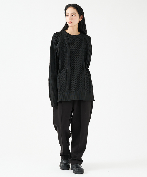 FORTUNA HOMME(フォルトゥナオム)の「【FORTUNA/フォルトゥナ】ECOTEC-Knit/ケーブル柄ニットプルオーバー/ユニセックス【WEB限定】(ニット/セーター・メンズ・チャコールグレー/ブラウン/ブラック・L/M)」の5枚目の写真