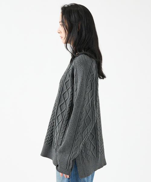 FORTUNA HOMME(フォルトゥナオム)の「【FORTUNA/フォルトゥナ】ECOTEC-Knit/ケーブル柄ニットプルオーバー/ユニセックス【WEB限定】(ニット/セーター・メンズ・チャコールグレー/ブラウン/ブラック・L/M)」の11枚目の写真