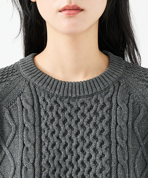 FORTUNA HOMME(フォルトゥナオム)の「【FORTUNA/フォルトゥナ】ECOTEC-Knit/ケーブル柄ニットプルオーバー/ユニセックス【WEB限定】(ニット/セーター・メンズ・チャコールグレー/ブラウン/ブラック・L/M)」の13枚目の写真