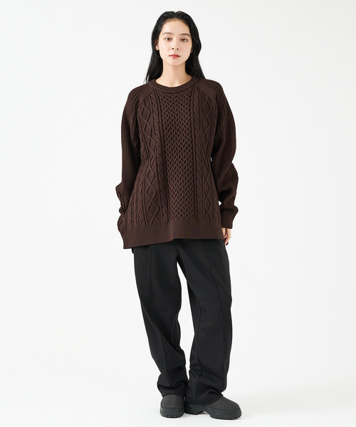 FORTUNA HOMME(フォルトゥナオム)の「【FORTUNA/フォルトゥナ】ECOTEC-Knit/ケーブル柄ニットプルオーバー/ユニセックス【WEB限定】(ニット/セーター・メンズ・チャコールグレー/ブラウン/ブラック・L/M)」の17枚目の写真