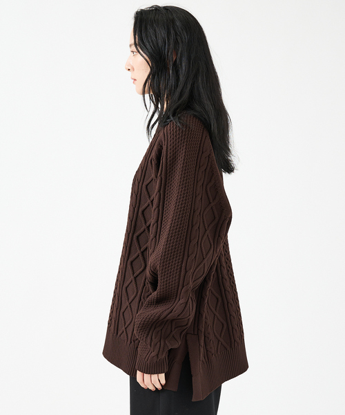 FORTUNA HOMME(フォルトゥナオム)の「【FORTUNA/フォルトゥナ】ECOTEC-Knit/ケーブル柄ニットプルオーバー/ユニセックス【WEB限定】(ニット/セーター・メンズ・チャコールグレー/ブラウン/ブラック・L/M)」の18枚目の写真