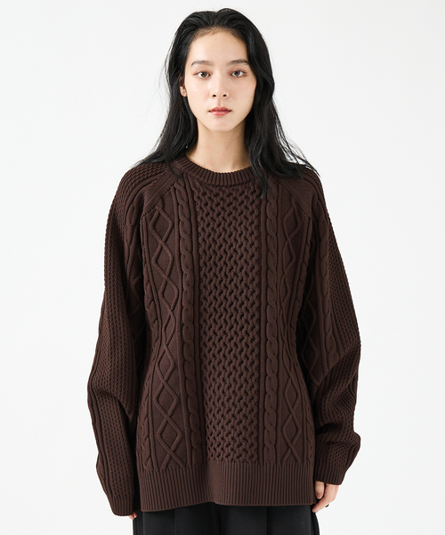 FORTUNA HOMME(フォルトゥナオム)の「【FORTUNA/フォルトゥナ】ECOTEC-Knit/ケーブル柄ニットプルオーバー/ユニセックス【WEB限定】(ニット/セーター・メンズ・チャコールグレー/ブラウン/ブラック・L/M)」の19枚目の写真