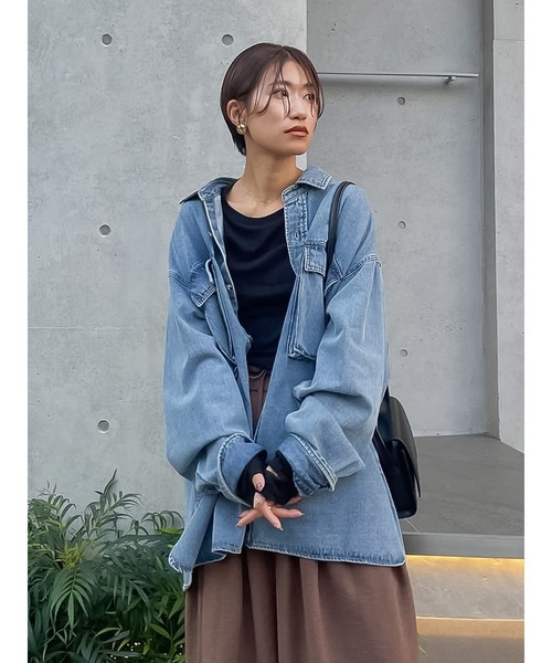 Ungrid（アングリッド）の「デニムルーズシャツ（シャツ/ブラウス・レディース・インディゴブルー/ブルー・FREE）」の9枚目の写真