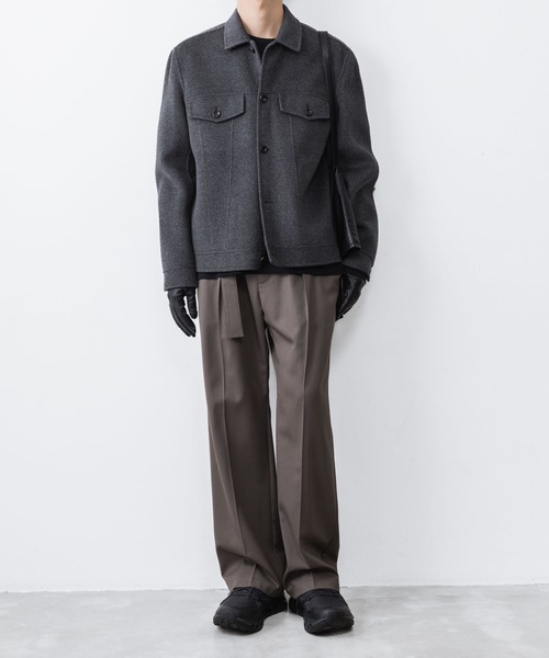ATTACHMENT（アタッチメント）の「【 LIMITED 】WO/PE ストレッチギャバジン ベルテッドトラウザーズ / WO/PE STRECH GABARDINE BELTED TROUSERS（スラックス・メンズ・ダークグレー/ブラック・1/3/2）」の18枚目の写真