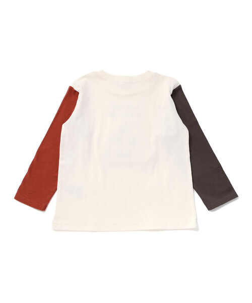 SLAP SLIP（スラップスリップ）の「【お揃い】おにぎりサガラ刺しゅう袖配色Tシャツ(80~130cm)（Tシャツ/カットソー・キッズ・グレー/オフホワイト・100cm/120cm/80ｃｍ/110cm/90cm/130cm）」の5枚目の写真