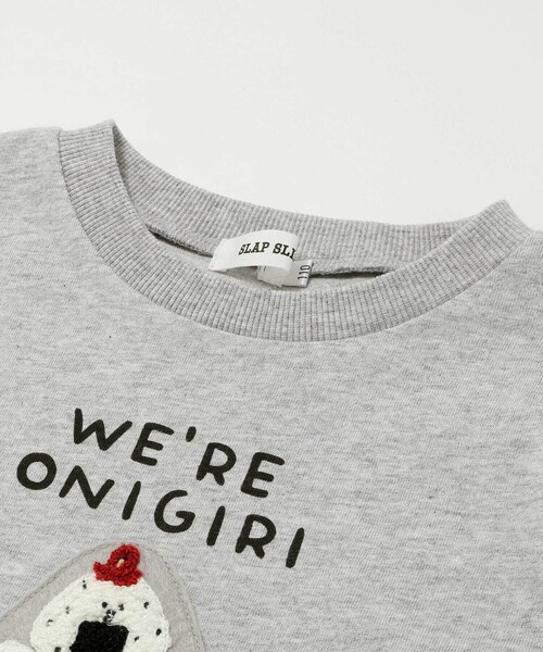 SLAP SLIP（スラップスリップ）の「【お揃い】おにぎりサガラ刺しゅう袖配色Tシャツ(80~130cm)（Tシャツ/カットソー・キッズ・グレー/オフホワイト・100cm/120cm/80ｃｍ/110cm/90cm/130cm）」の8枚目の写真