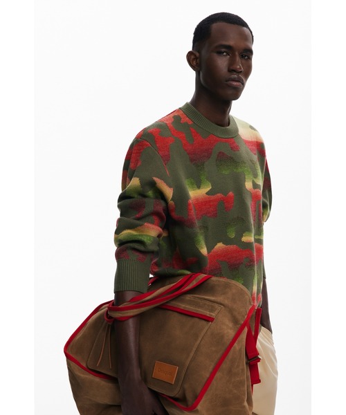 Desigual(デシグアル)の「アニマルストライプセーター(ニット/セーター・メンズ・グリーン・S/M/XL/L)」の2枚目の写真