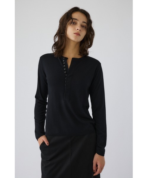 RIM.ARK（リムアーク）の「Hook design silk blend knit ホックデザインシルクブレンドニット（ニット/セーター・レディース・ライトグリーン/ブラウン/グレー/ブラック/アイボリー・FREE）」の18枚目の写真