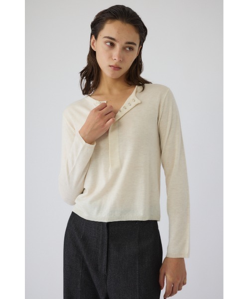 RIM.ARK（リムアーク）の「Hook design silk blend knit ホックデザインシルクブレンドニット（ニット/セーター・レディース・ライトグリーン/ブラウン/グレー/ブラック/アイボリー・FREE）」の11枚目の写真