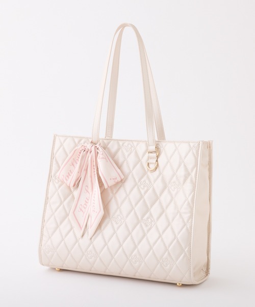 one after another NICE CLAUP（ワンアフターアナザーナイスクラップ）の「【LouLoumei】スカーフ付きキャリーオントートバッグ（トートバッグ・レディース・ピンク/ブラック/アイボリー・FREE）」の3枚目の写真