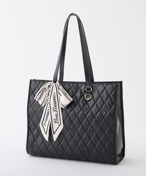 one after another NICE CLAUP（ワンアフターアナザーナイスクラップ）の「【LouLoumei】スカーフ付きキャリーオントートバッグ（トートバッグ・レディース・ピンク/ブラック/アイボリー・FREE）」の2枚目の写真