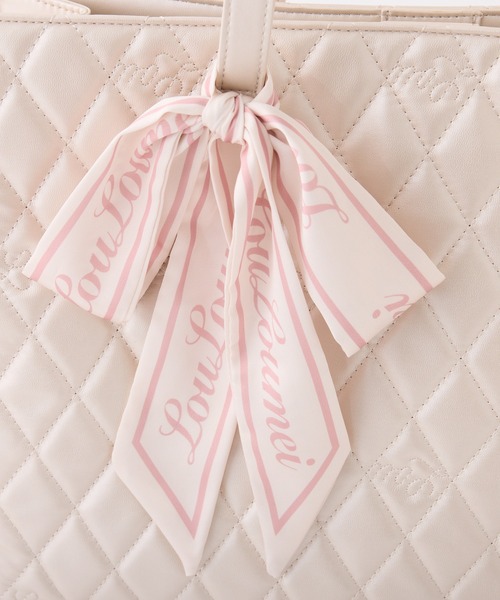 one after another NICE CLAUP（ワンアフターアナザーナイスクラップ）の「【LouLoumei】スカーフ付きキャリーオントートバッグ（トートバッグ・レディース・ピンク/ブラック/アイボリー・FREE）」の12枚目の写真