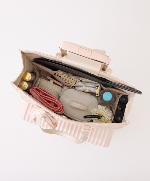 one after another NICE CLAUP（ワンアフターアナザーナイスクラップ）の「【LouLoumei】スカーフ付きキャリーオントートバッグ（トートバッグ・レディース・ピンク/ブラック/アイボリー・FREE）」の15枚目の写真