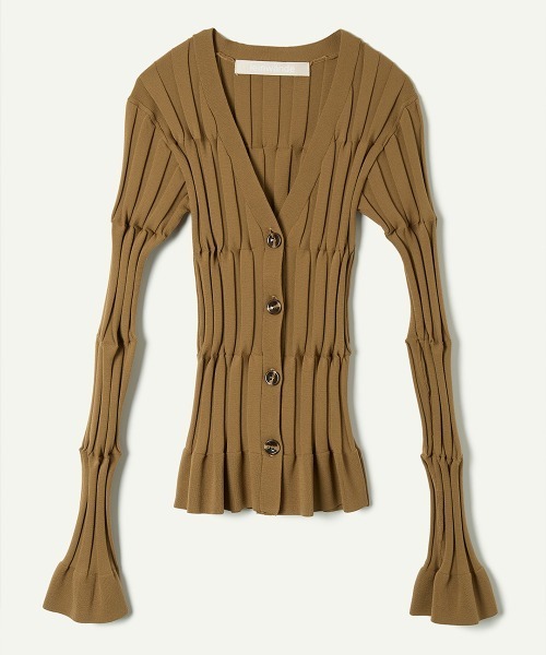 leinwande(ラインヴァンド)の「【leinwande】Grid Rib Cardigan(カーディガン/ボレロ・レディース・グリーン/ブラック/イエロー・ONE SIZE)」の1枚目の写真