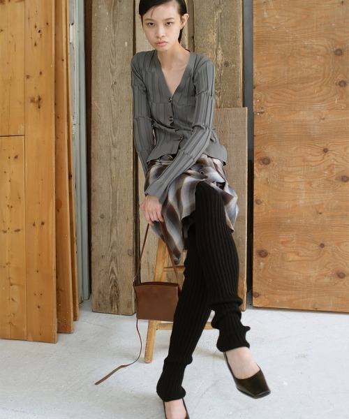 leinwande(ラインヴァンド)の「【leinwande】Grid Rib Cardigan(カーディガン/ボレロ・レディース・グリーン/ブラック/イエロー・ONE SIZE)」の3枚目の写真