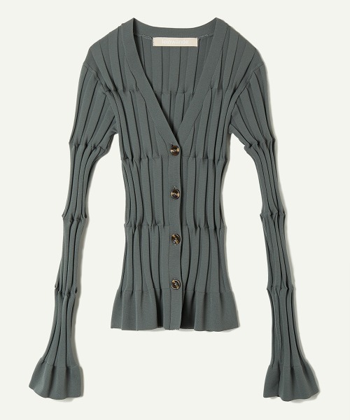leinwande(ラインヴァンド)の「【leinwande】Grid Rib Cardigan(カーディガン/ボレロ・レディース・グリーン/ブラック/イエロー・ONE SIZE)」の9枚目の写真