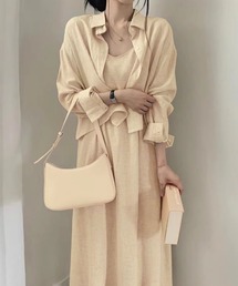 PRIVATE  BEACH（プライベートビーチ）の「2点セットアップ 麻ライククロップド丈シャツ＆キャミロングワンピース（セットアップ）」