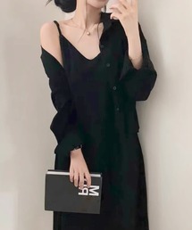 PRIVATE  BEACH（プライベートビーチ）の「2点セットアップ 麻ライククロップド丈シャツ＆キャミロングワンピース（セットアップ）」