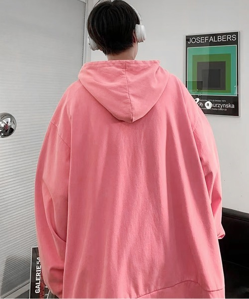 JOHNNY WOLF（ジョニーウルフ）の「EULA ヴィンテージライク オーバーサイズ ヘビーウェイト ジップアップ パーカー（パーカー・メンズ・ブルー/ライトピンク/パープル/ブラック・XL/L/M）」の17枚目の写真
