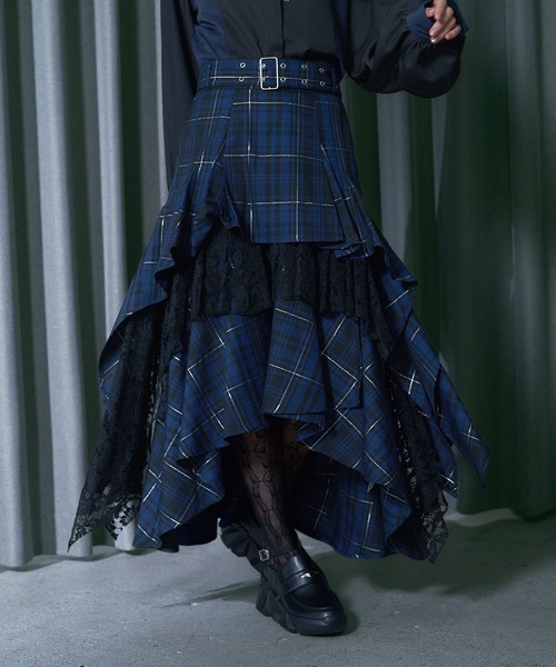 HARE（ハレ）の「タータンチェックティアードスカート(HARE)（スカート