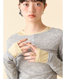 LILY BROWN | ウールブレンドヘンリーレイヤードトップス(Tシャツ/カットソー)