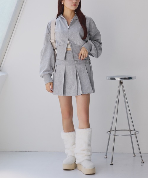 one after another NICE CLAUP(ワンアフターアナザーナイスクラップ)の「【セットアップ対応】カットプリーツミニスカート(スカート・レディース・杢グレー/チャコールグレー/オフホワイト・FREE)」の4枚目の写真