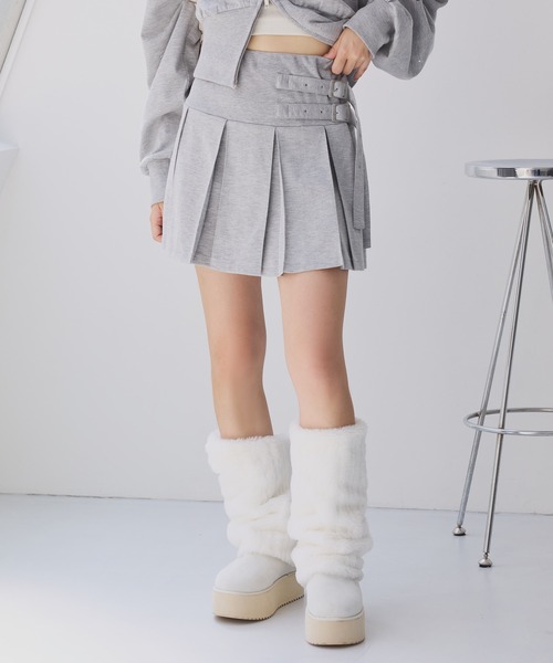 one after another NICE CLAUP(ワンアフターアナザーナイスクラップ)の「【セットアップ対応】カットプリーツミニスカート(スカート・レディース・杢グレー/チャコールグレー/オフホワイト・FREE)」の5枚目の写真