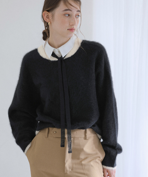 La TOTALITE（ラトータリテ）の「フォックスカシミヤ2WAYプルオーバー（ニット/セーター・レディース・ブラック/ベージュ/ピンク/ライトグリーン・FREE）」の2枚目の写真