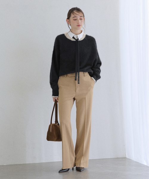 La TOTALITE（ラトータリテ）の「フォックスカシミヤ2WAYプルオーバー（ニット/セーター・レディース・ブラック/ベージュ/ピンク/ライトグリーン・FREE）」の5枚目の写真