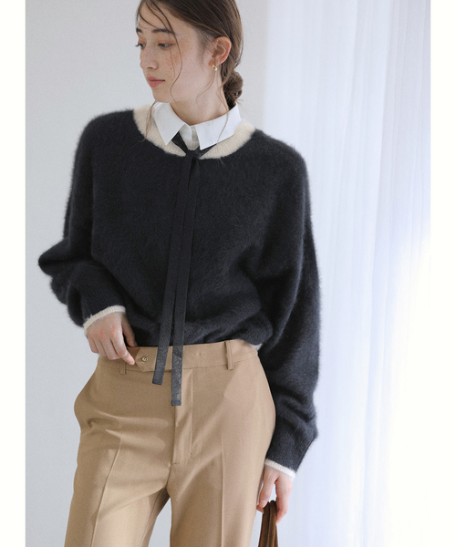 La TOTALITE（ラトータリテ）の「フォックスカシミヤ2WAYプルオーバー（ニット/セーター・レディース・ブラック/ベージュ/ピンク/ライトグリーン・FREE）」の8枚目の写真