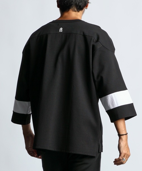 The DUFFER of ST.GEORGE(ザダファーオブセントジョージ)の「〔BLACK LABEL〕SORONA PONTE 3QUATER TEE:セットアップ ポンチ素材 7分袖Tシャツ(Tシャツ/カットソー・メンズ・ブラック/ホワイト・X-LARGE/LARGE/MEDIUM)」の8枚目の写真