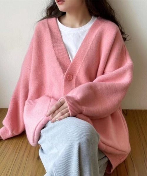 cammie(キャミー)の「ポケット付きオーバーサイズカーディガン(カーディガン/ボレロ・レディース・ブラック/オレンジ/ピンク/サックスブルー・F)」の20枚目の写真