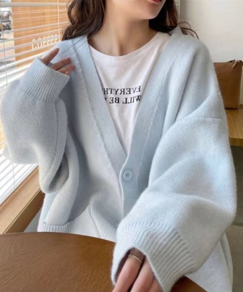 cammie(キャミー)の「ポケット付きオーバーサイズカーディガン(カーディガン/ボレロ・レディース・ブラック/オレンジ/ピンク/サックスブルー・F)」の5枚目の写真