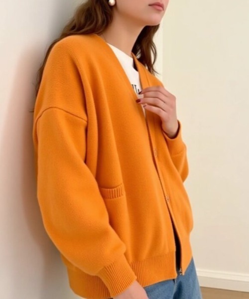 cammie(キャミー)の「ポケット付きオーバーサイズカーディガン(カーディガン/ボレロ・レディース・ブラック/オレンジ/ピンク/サックスブルー・F)」の14枚目の写真