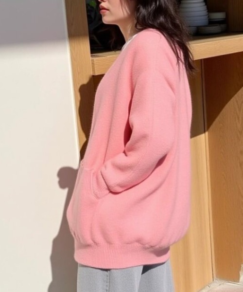 cammie(キャミー)の「ポケット付きオーバーサイズカーディガン(カーディガン/ボレロ・レディース・ブラック/オレンジ/ピンク/サックスブルー・F)」の6枚目の写真