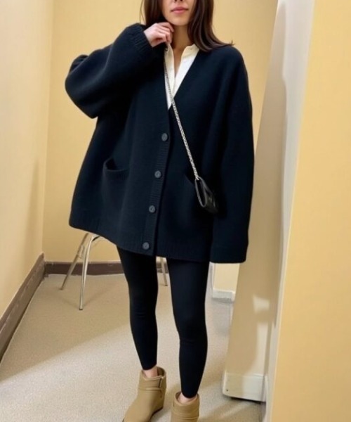 cammie(キャミー)の「ポケット付きオーバーサイズカーディガン(カーディガン/ボレロ・レディース・ブラック/オレンジ/ピンク/サックスブルー・F)」の15枚目の写真