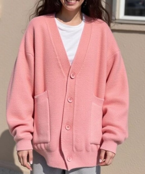cammie(キャミー)の「ポケット付きオーバーサイズカーディガン(カーディガン/ボレロ・レディース・ブラック/オレンジ/ピンク/サックスブルー・F)」の18枚目の写真
