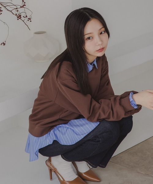 Petitjo(プッチージョ)の「小さいサイズ スウェットシャツ 低身長さん・小柄女性(スウェット・レディース・杢グレー/ブラウン・XS-S/M-L)」の3枚目の写真