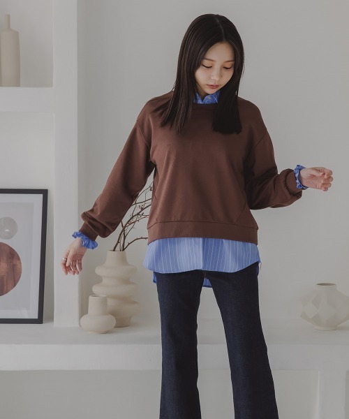 Petitjo(プッチージョ)の「小さいサイズ スウェットシャツ 低身長さん・小柄女性(スウェット・レディース・杢グレー/ブラウン・XS-S/M-L)」の4枚目の写真