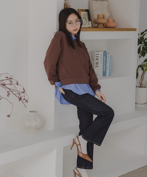 Petitjo(プッチージョ)の「小さいサイズ スウェットシャツ 低身長さん・小柄女性(スウェット・レディース・杢グレー/ブラウン・XS-S/M-L)」の11枚目の写真