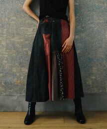 キャピタル パッチワーク リネン✖️デニム ロングスカート キャピタル