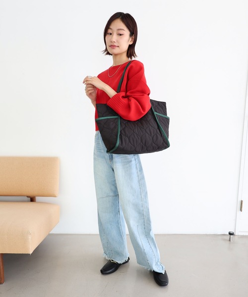 T・S・L（ティーエスエル）の「キルティングトートバッグ（トートバッグ・レディース・カーキ/ブラック/アイボリー・FREE）」の5枚目の写真