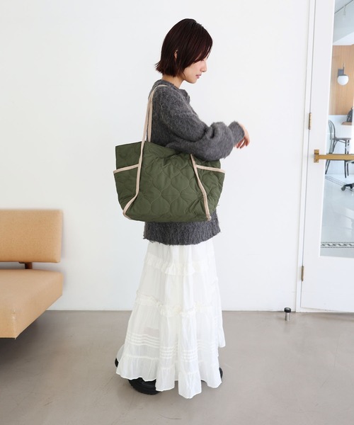 T・S・L（ティーエスエル）の「キルティングトートバッグ（トートバッグ・レディース・カーキ/ブラック/アイボリー・FREE）」の9枚目の写真
