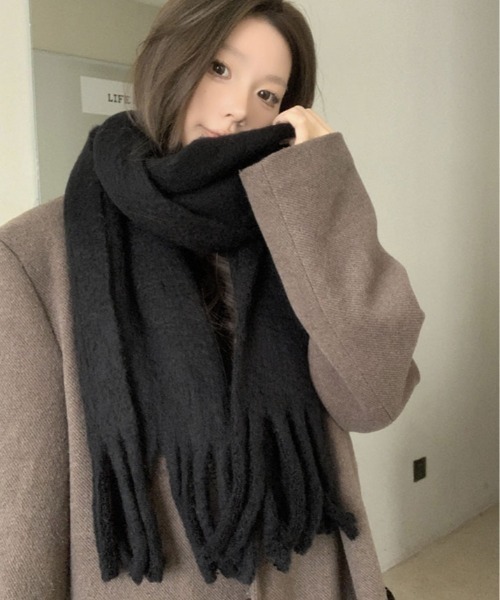 フリンジ付きマフラー** gucci×the north faceリブ編みフリンジマフラー