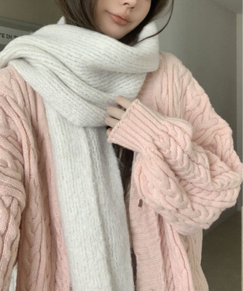 クリーム色 モヘア混紡マフラー フリンジ付き セール】モヘアライク フリンジ マフラー（マフラー）｜kirakiraShop