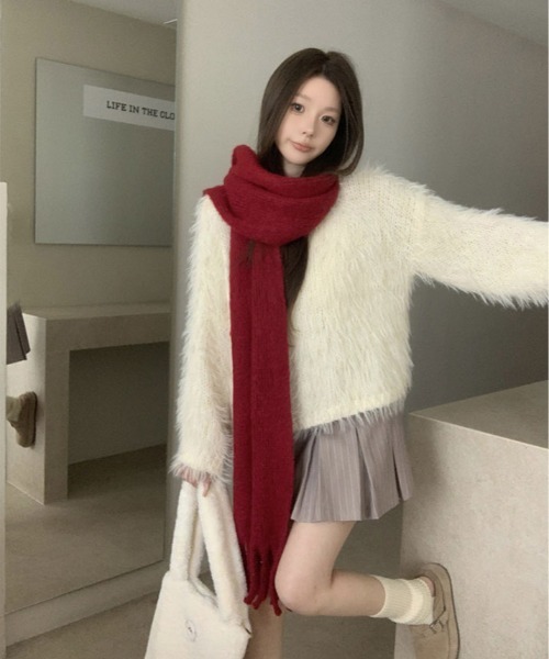 セール】モヘアライク フリンジ マフラー（マフラー）｜kirakiraShop