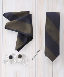 ZIP FIVE（ジップファイブ）の「シルクネクタイ スーツ メンズギフト箱4点セット レジメンタルストライプ ナロータイ（ネクタイ）」