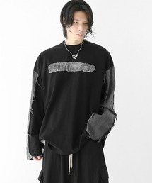 ロゴ×デニム切り替えロングスリーブT